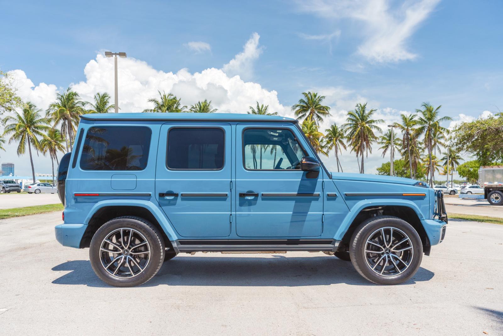 3 Mercedes G550 China Blue Rental in Bal Harbour – Iconic design in a rare color